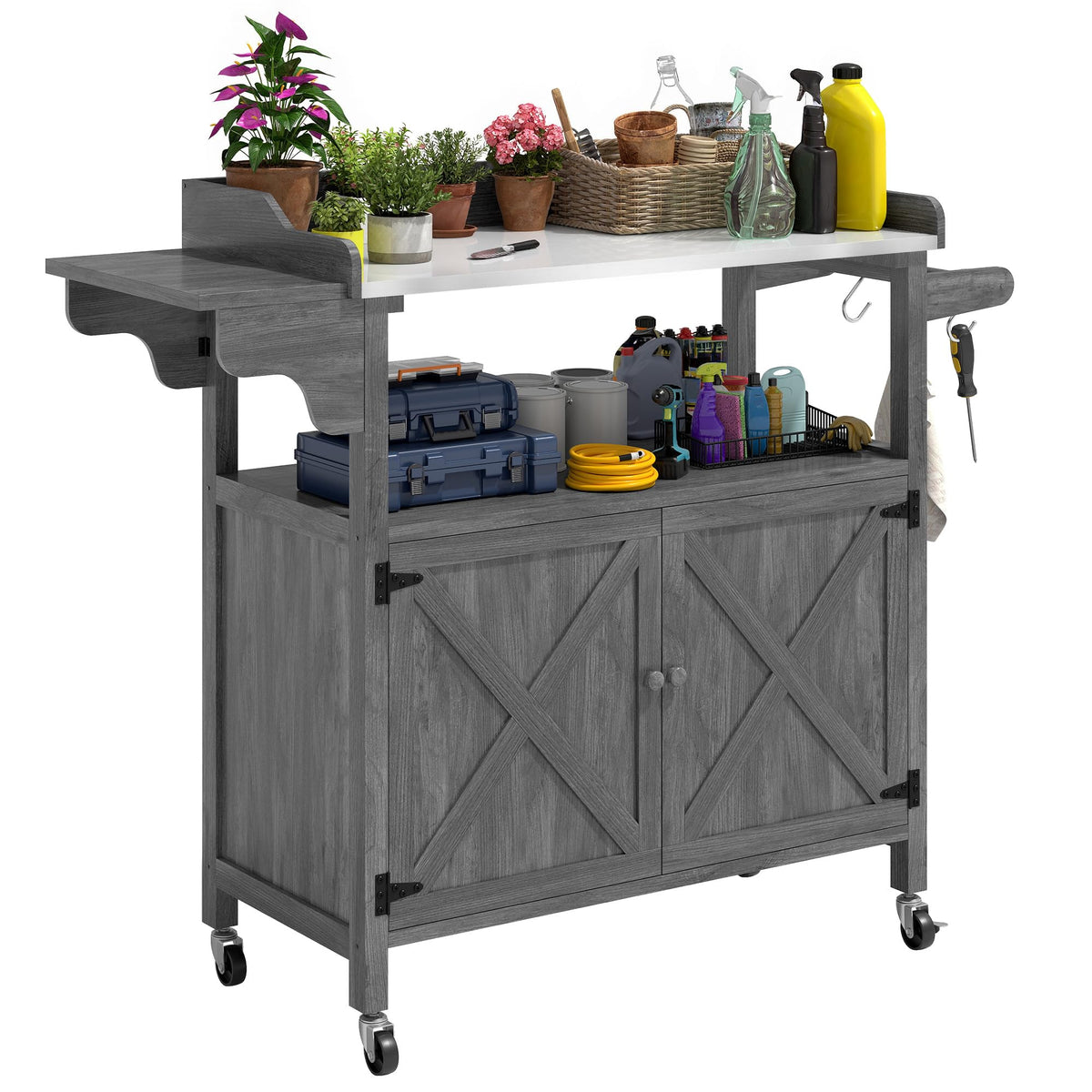 YITAHOME Rolling Potting Bench Outdoor Storage Cabinet - Image 1