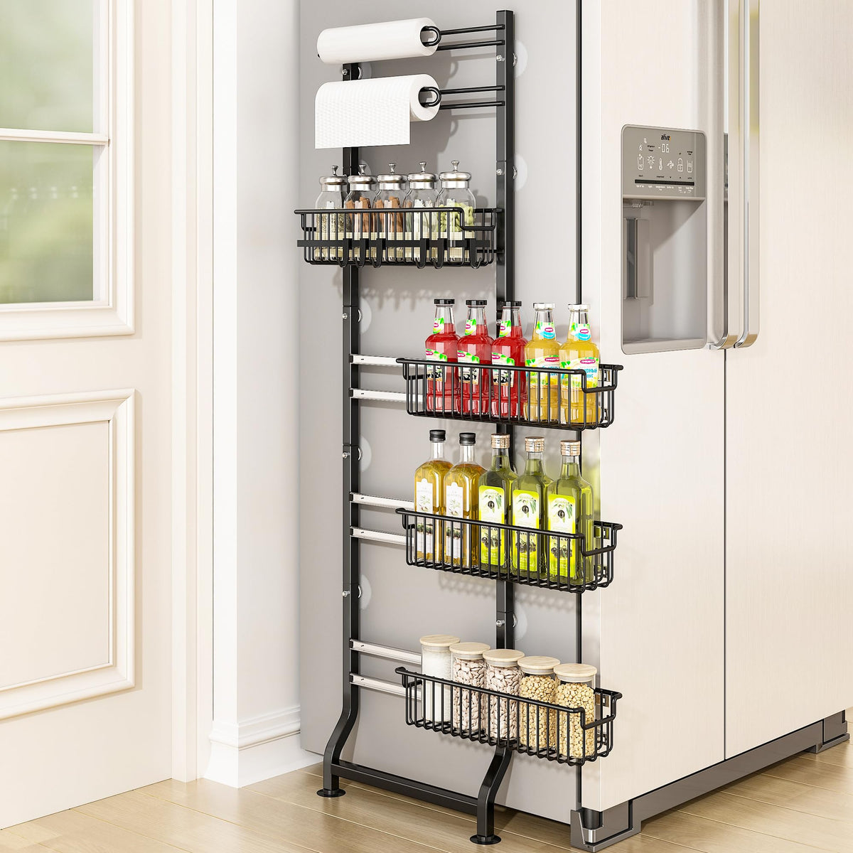 6-Tier Slim Corner Shelf, Spice Rack Narrow Storage Next - Image 1
