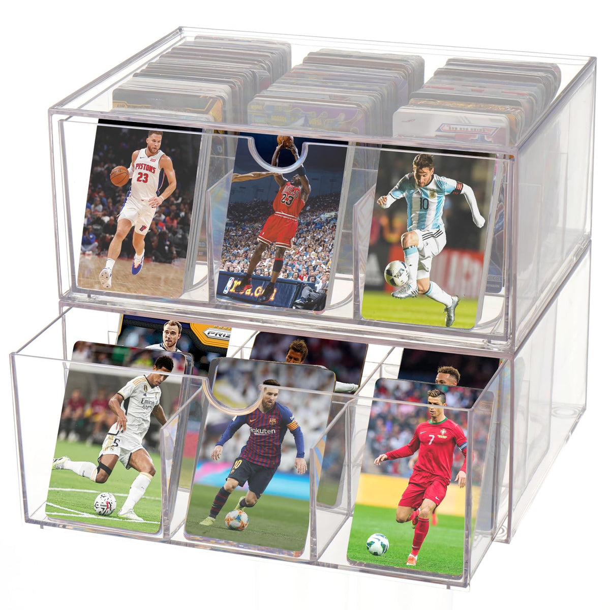 2 Pack Trading Card Storage Box - 3200+ Clear Plastic - Image 1