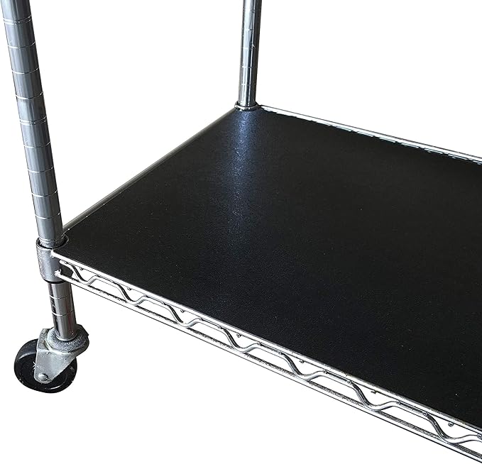 RESILIA Shelf Liner Set for Wire Shelving Rack – 4 Pack, 24 Inch Long x 48 Inch Wide, Black Plastic Vinyl Covers for Kitchen, Pantry, & Garage Racks, Made in The USA