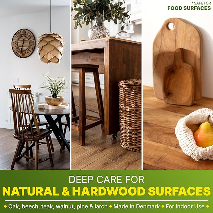 Nordicare Wood Oil Colorless - Premium Walnut Oil, Teak Oil, Wood Oil Furniture for Oak, Beech, Teak, Walnut, Pine, Larch - Natural Furniture Wood Oil - Made in Denmark - for Indoor Use (84.5 oz)