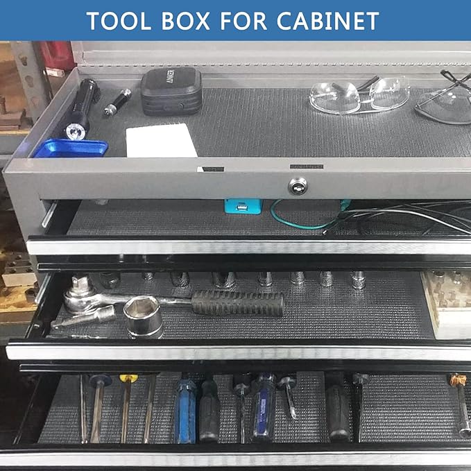 Foam Toolbox Liner Drawer Mat 1/8 Inch Thick X 20 Inch Wide X 24 Ft Long Gray, No Slip for Protecting Cabinet, Garage, Cart, Tool Box