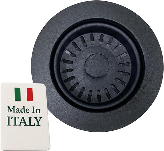 Nantucket Sinks 3-1/2 Basket Strainer Kitchen Drain Assembly Kit for Granite Composite Sinks, Matte Black, Made in Italy 3.5KD-GCMB