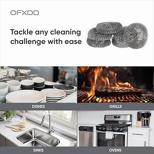 Wire Stainless Steel Sponge Metal Brush - Pack of 8 - Metal Wool Scrubbing Pads for Dish Cleaning Scrabbers for Pot