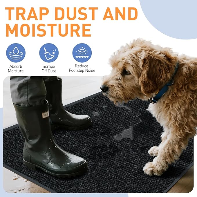 Front Door Mat Indoor Outdoor Entrance, 4ft x 36ft Non Slip Custom Size Outdoor Mat, Commercial Easy Clean Door Mat, Low-Profile Doormat Welcome Floor doormats, Resist Dirt for Front Door Patio Decor