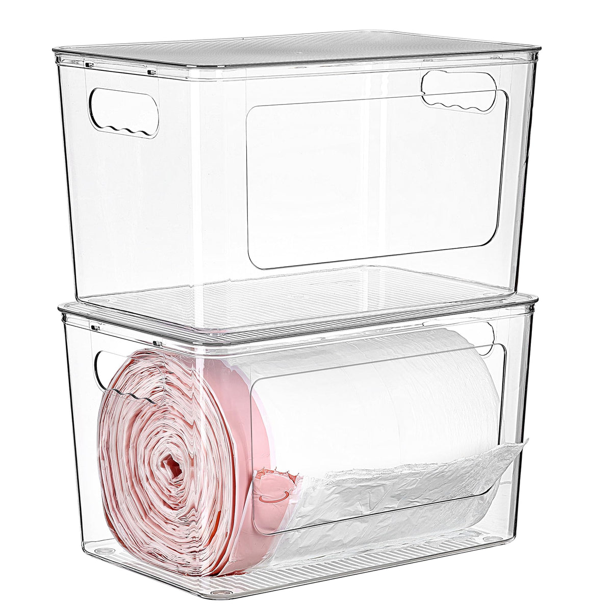 Vtopmart 2 Pack Clear Trash Bag Holder, Stackable Garbage Bag - Image 1