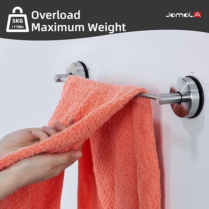 JOMOLA Towel Bar Suction Hand Towel Rack for Bathroom Stainless Steel Kitchen Towel Rail Holder Storage Hanger No Drilling Towel Bar Brushed Finish,17 inches