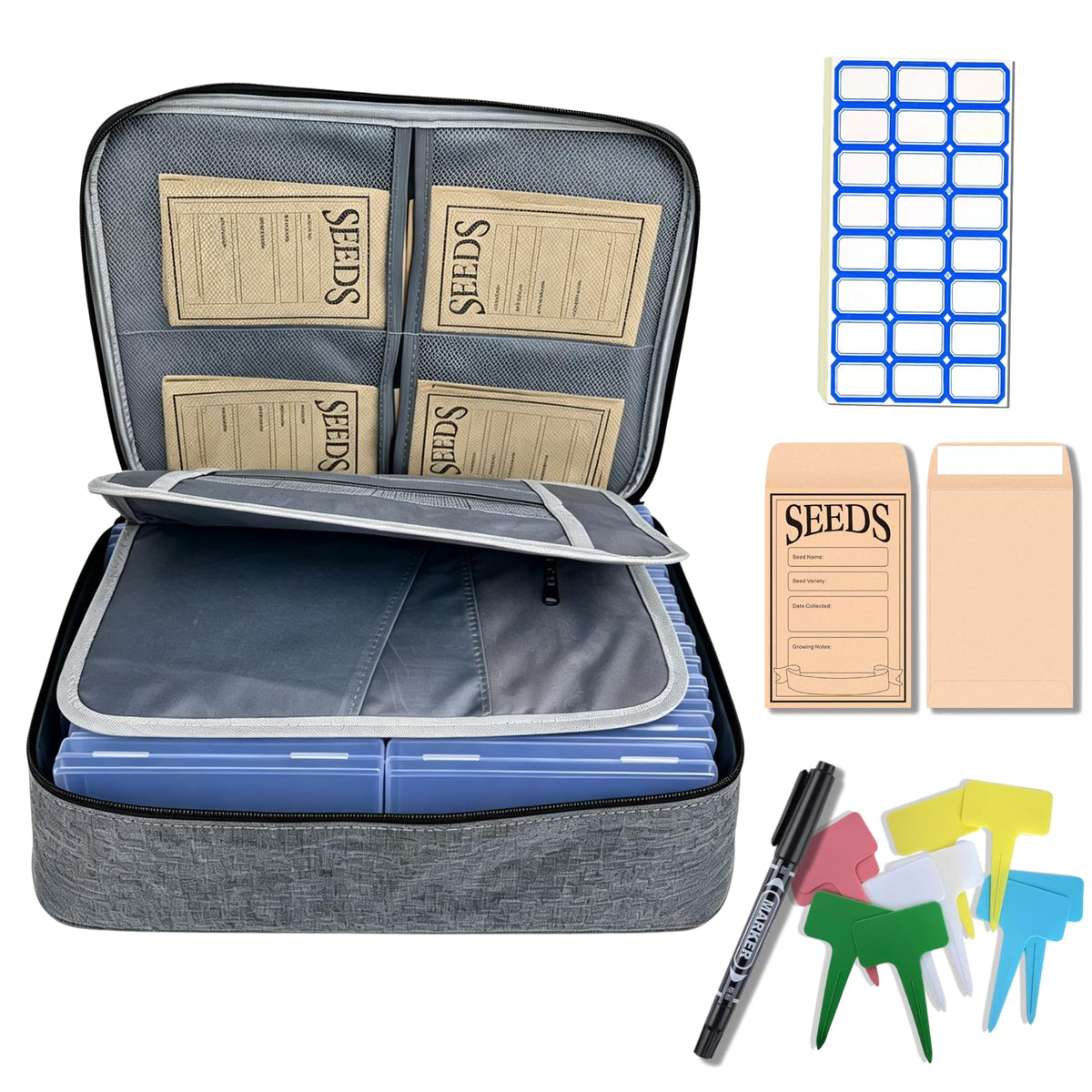 Seed Storage Organizer Kit, Seed Packet Organizer, Gray - Image 1