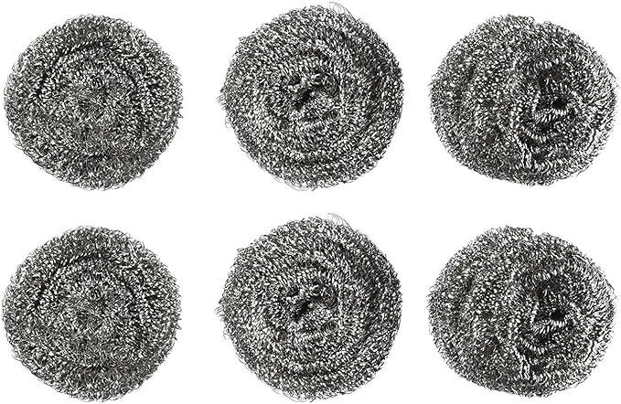 Fuller Brush Stainless Steel Scrubbing Sponges – 2-Pack (2 Sets of 3 = 6 Pieces) – Heavy Duty Kitchen Scour Sponges for Dishes, Pots & Pans