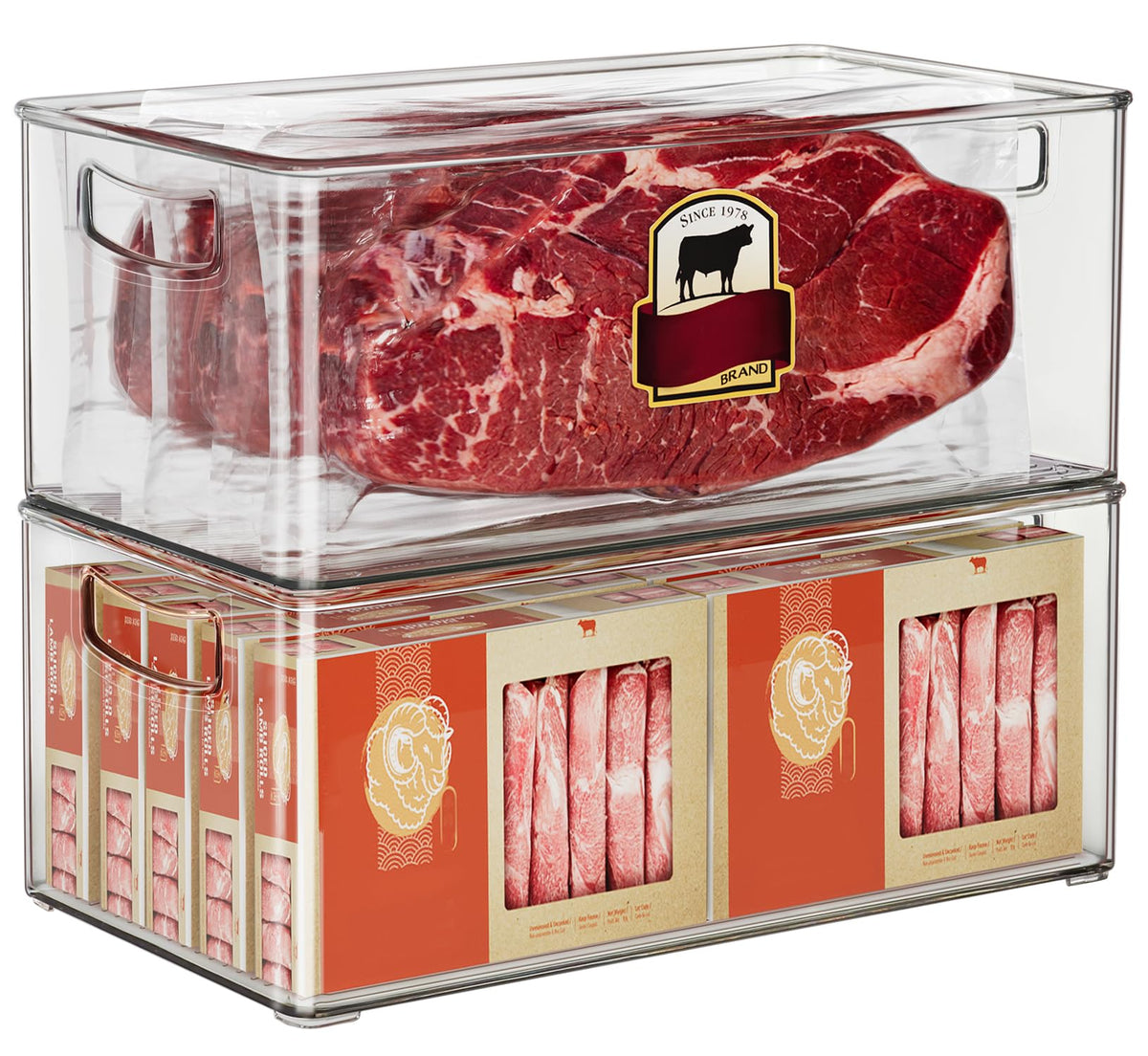 Hudgan 2 Pack Deep Freezer Organizer Bins, Straight Side - Image 1