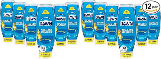 Dawn Ultra EZ-Squeeze Dish Soap Liquid, Dishwashing Liquid, Grease Removal, Upside Down Bottle, Original, 22 Fl Oz Bundle,(Pack of 12)