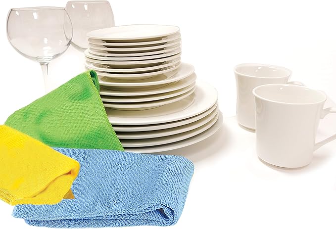 Norpro 15.75 by 15.75 Inch Microfiber Cloth, Set of 3, 15.75 inches x 15.75 inches, blue, yellow and green