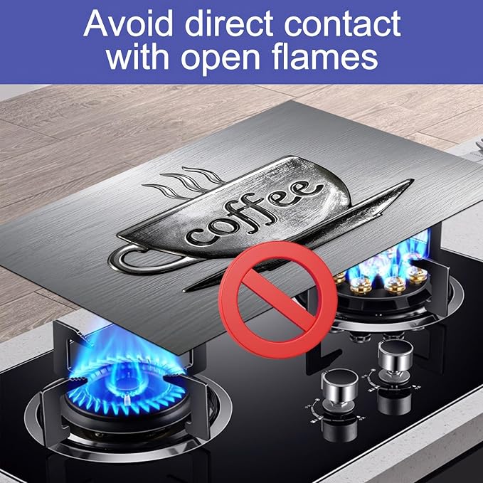 Stove Top Cover for Electric Coffee Cup Design Diatomite Stovetop Cover 28x20 Inch Heat Resistant Kitchen Coffee Bar Mat Sink Pad
