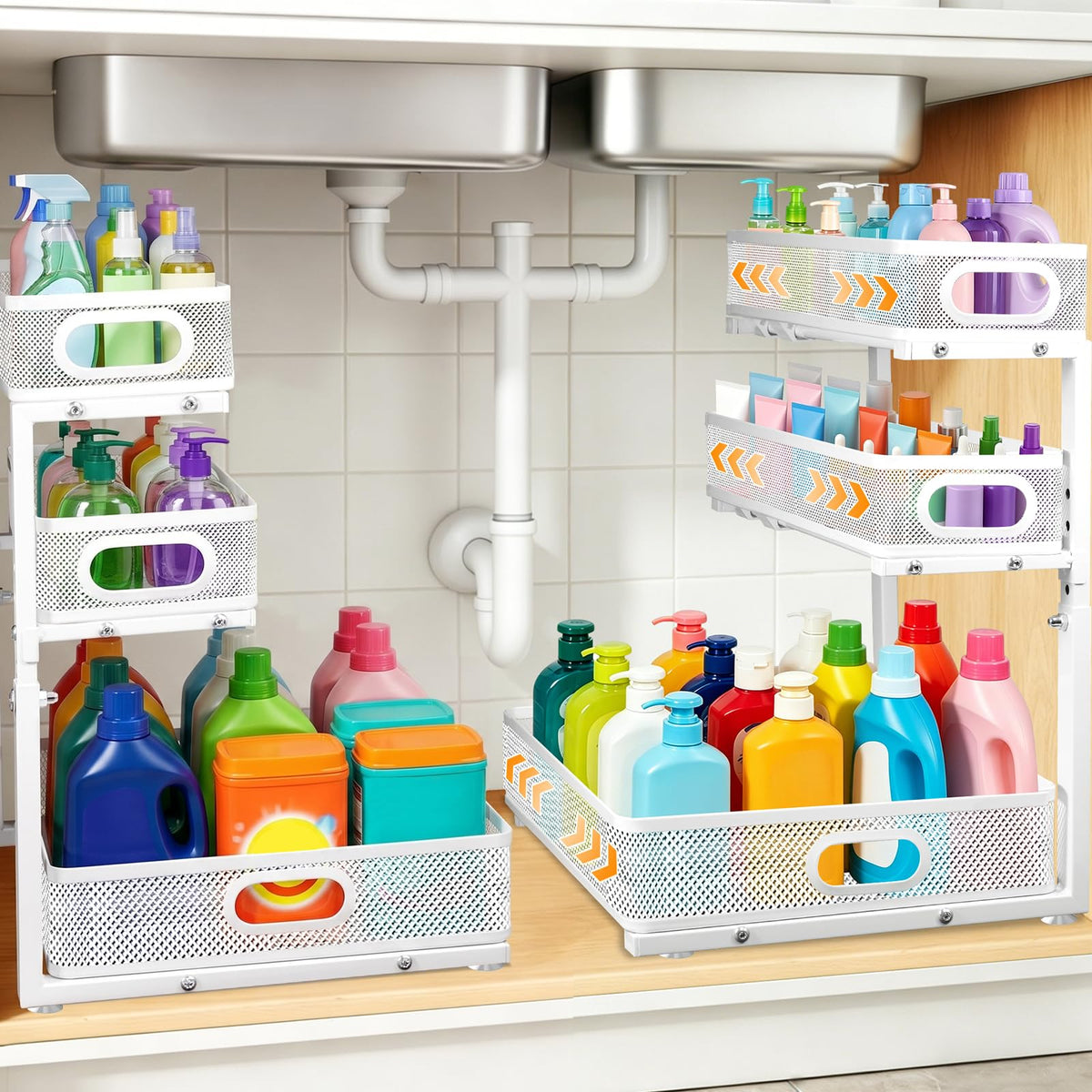 3 Tier Adjustable Under Sink Organizer for Bathroom | Under Sink Stora - Image 1