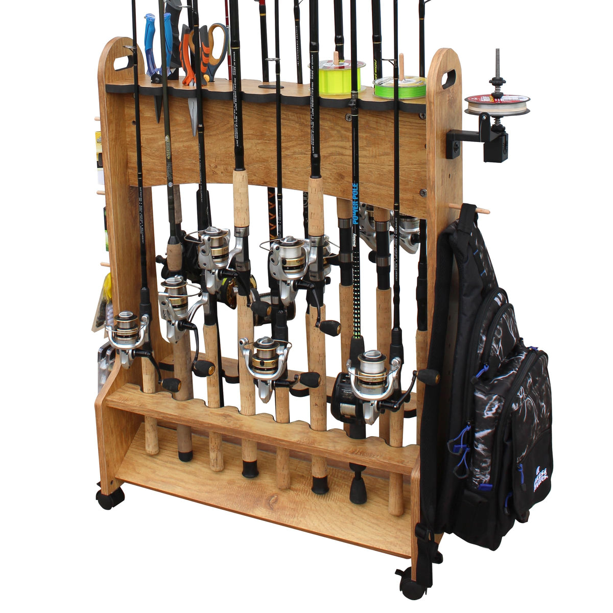 Rush Creek Creations Rolling Rod Holder for 16 | Garage Storage - Image 1