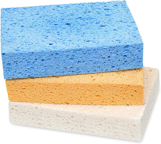 Extra Large Dish Sponges Kitchen for Cleaning, Natural Cellulose Sponges Reusable and Biodegradable, Non Scratch Sponge for Dishes Household Use (3-Pack)