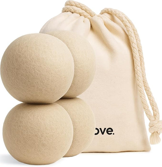 Vove Natural Hemp Dryer Balls - 4 Pack, 5X More Absorbent Than Wool - Cuts Drying Time up to 35%, Natural Fabric Softener, Reduces Wrinkles and Static, Reusable, Hypoallergenic, Eco Friendly