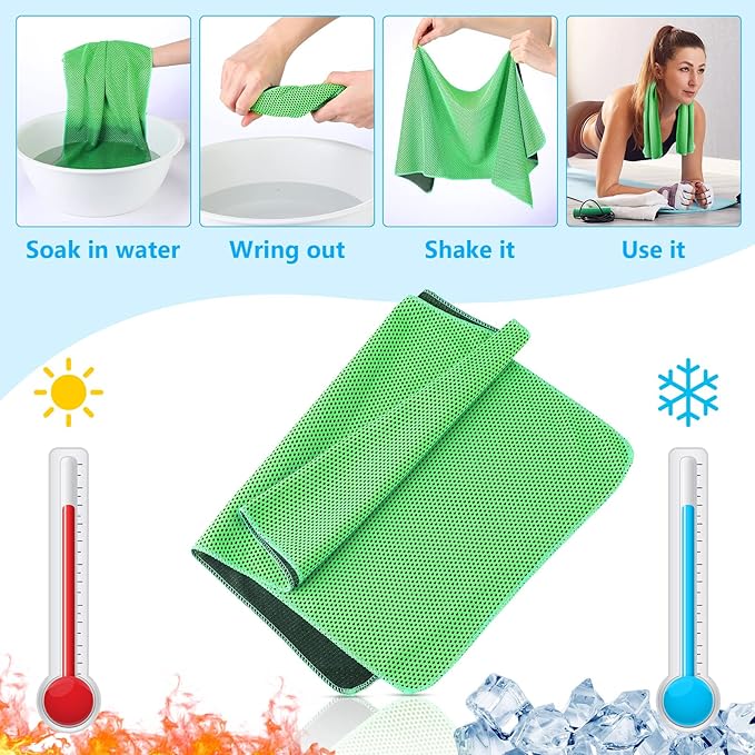 Shellwei 60 Pack Cooling Towels,40"x12" Ice Breathable Soft Chilly Sweat Rag Microfiber Workout Rags for Gym Cooling Towels for Neck and Face for Yoga Golf Sport Running (10 Colors)