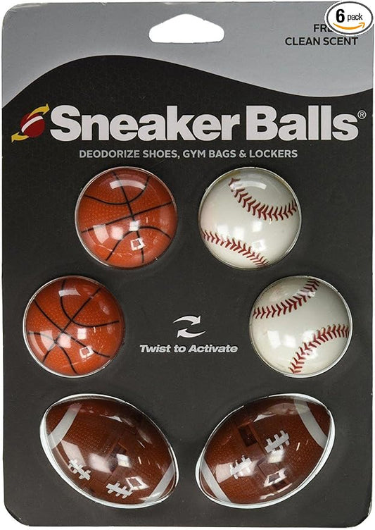 Sneaker Balls Odor-Fighting Shoe Fresheners, Eliminates Unpleasant Smells, Perfect For Sneakers, Gym Bags, Gear Bags, Drawers, Lockers, And More!, Sports, 6 Pack