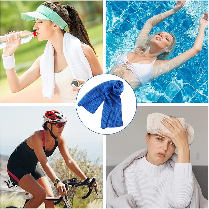Shellwei 100 Pcs Cooling Towels Bulk 40 x 12 Inch Ice Towel Microfiber Sports Cooling Towels for Neck Face, Breathable Chilly Towel for Yoga Sport(Royal Blue, Light Gray)