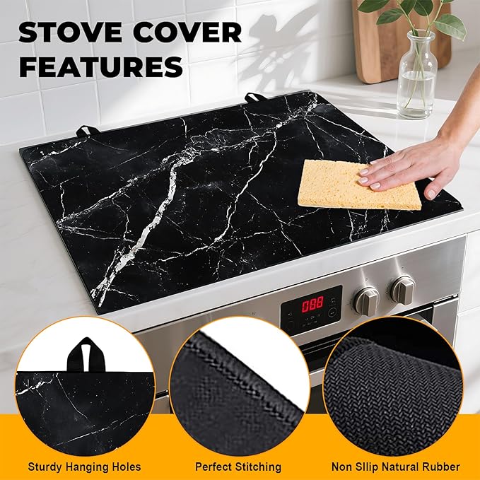 Stove Top Cover for Home Decoration Kitchen Pad Washable Cooktop Covers Countertop Stove Protector Mat for Home Kitchen Cooktops (black, 28"x20")
