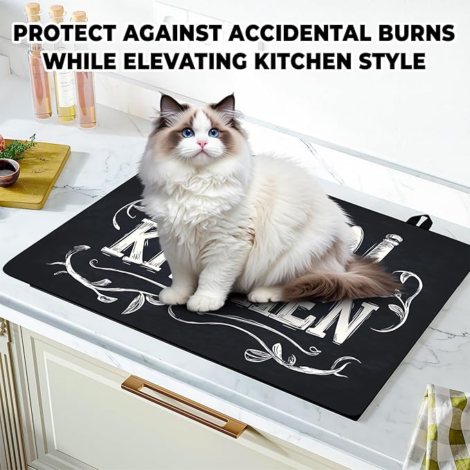 Stove Top Cover Flower Gas Stove Top Cover for Home Decoration Kitchen Pad Non-Stick Washable Cooktop Covers Countertop Protector Keep Stove Clean (Kitchen-2, 28L"x20W")