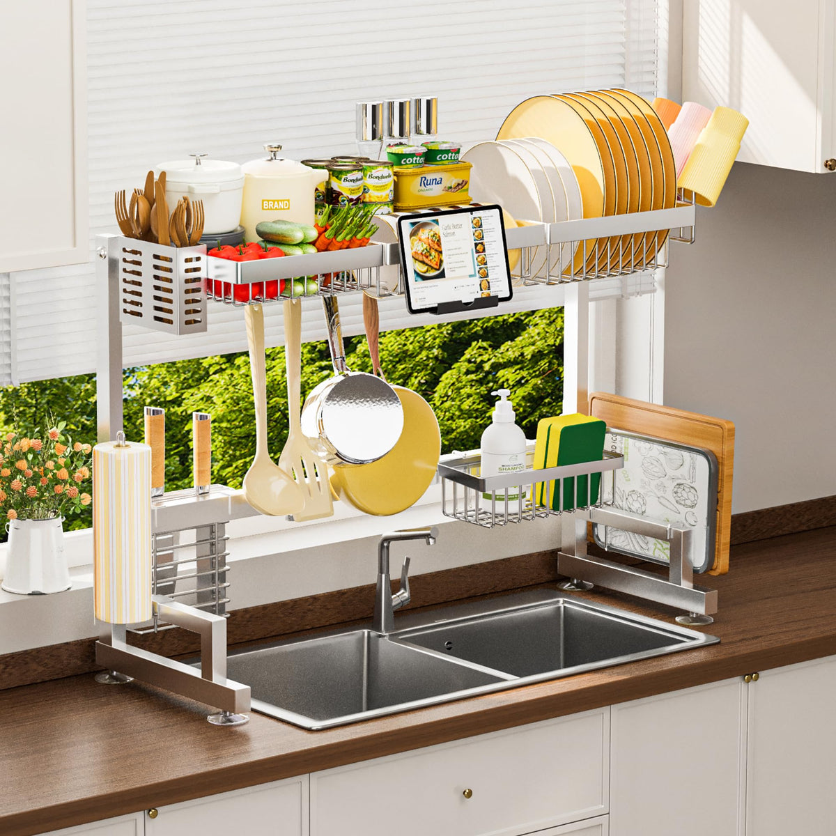 ADBIU Luxurious 304 Stainless Steel Over Sink Dish Drying Rack - Image 1