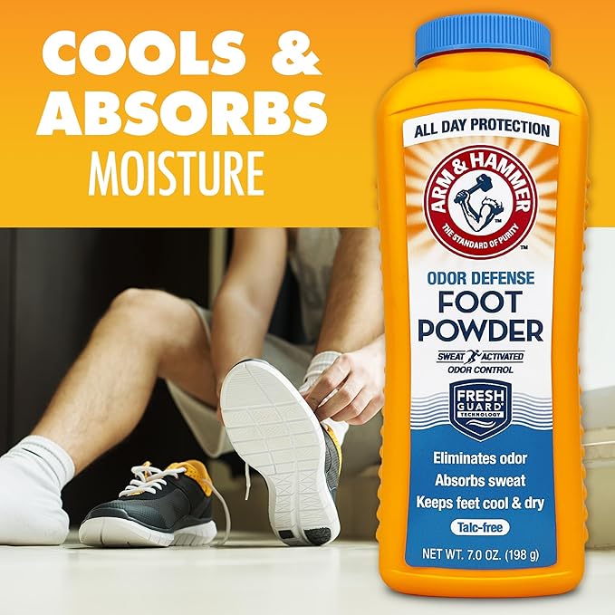 Arm & Hammer Foot Powder for Shoes & Feet, Talc-Free Odor & Moisture Control for Men & Women, 7 oz (3 Pack)
