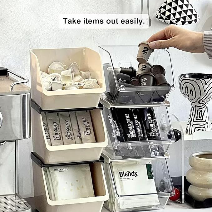 K Cup Holder Tea Bag Organizer, Coffee Pod Holders for Keurig Nespresso Vertuo Pods Kcup Sugar Packet Creamer Holder Tea Rack Coffee Bar Accessories (Stacking A)