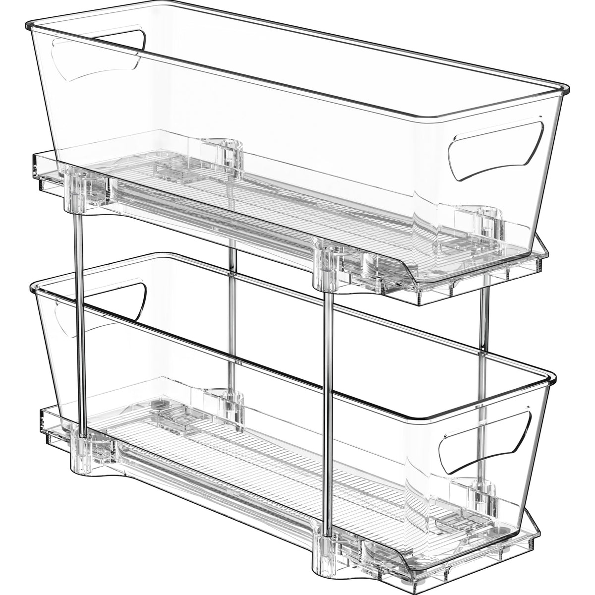 Simple Houseware 2 Tier Narrow Drawer Cabinet Pull-Out Organizer, Clear