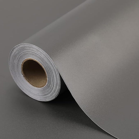 Peel and Stick Wallpaper Silver Grey Matte Wall Paper - 15.7 x 98 Inch Self Adhesive Wallpaper Peel and Stick, Easy to Paste Wall Contact Paper for Stand Liner, Table and Door Makeover Decor