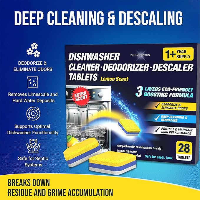Washing Machine Cleaner Tablets Front Load 14 Pack & Dishwasher Cleaner Deodorizer Descaler Tablets 56 Pack Bundle - 1 Plus Year Supply - Septic Safe Eco Friendly Formula