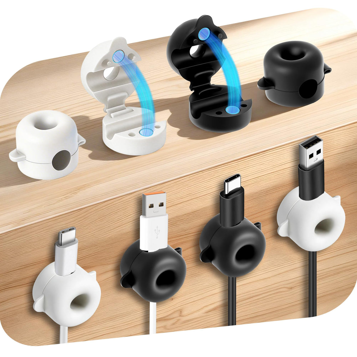 8-Pack Magnetic Cable Management Clips for Home Office Desk, Cord - Image 1
