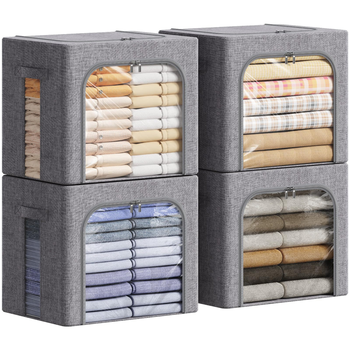 Lifewit 4 Pack Clothes Storage Bins with Metal Frame, Stackable - Image 1