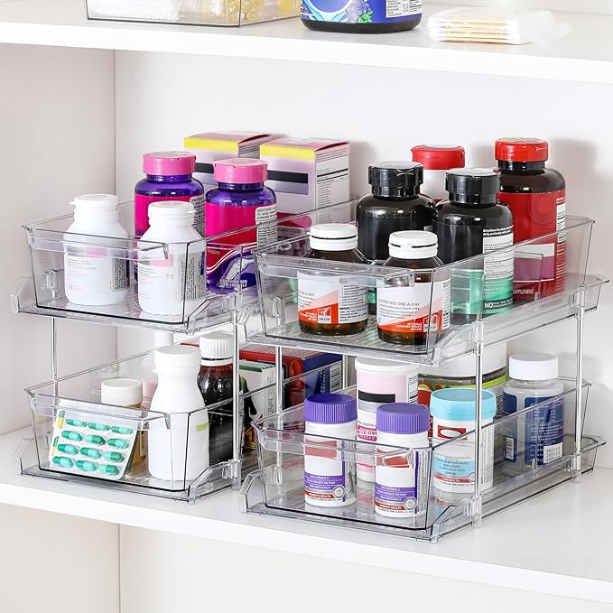 2-Tier Clear Cabinet Organizer 2-Pack - Quadruple Your Storage