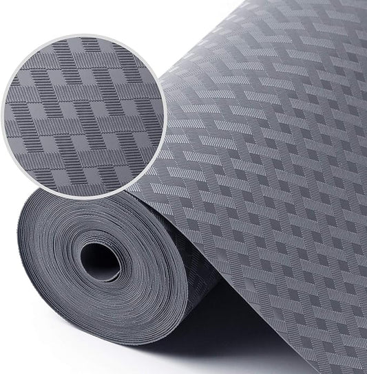 Shelf Liners for Kitchen Cabinets Refrigerator Liners Waterproof & Oil-Proof Kitchen Cupboard Liner Plastic Drawer Mats EVA Material Non Adhesive Fridge Liner for Shelves Gray 11.8 x 59 Inch