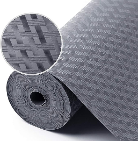 Shelf Liners for Kitchen Cabinets, Waterproof and Oil-Proof Kitchen Cupboard Liner, Refrigerator Liners and Plastic Drawer Mats EVA Non Adhesive Shelves, Fridge - Gray 11.8 x 118 Inches