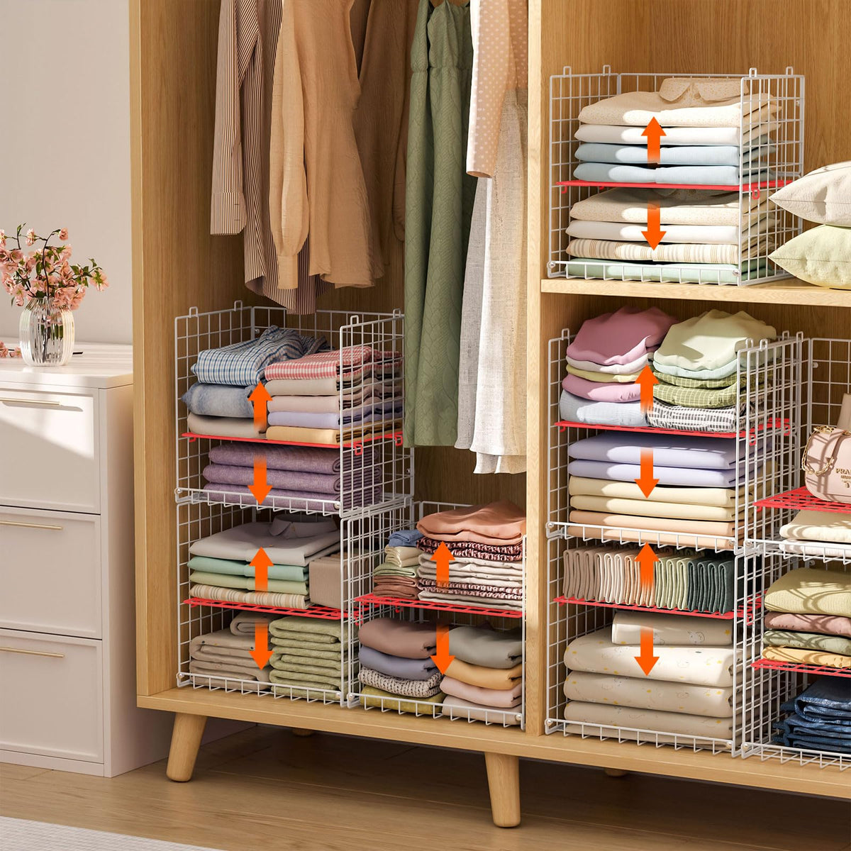 8-Tier Stackable Closet Organizers, Foldable Wardrobe Basket - Image 1