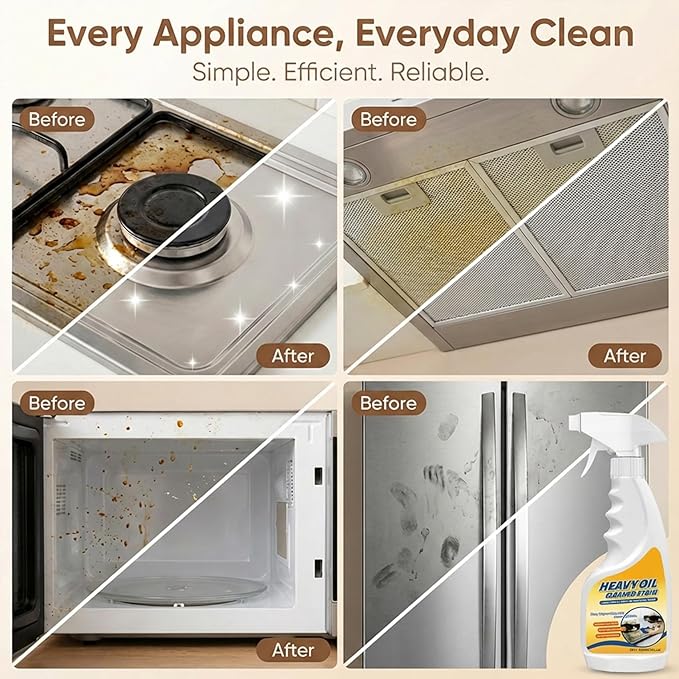 Multi-purpose Heavy Grime Duty Cleaner, Multi-purpose Heavy Oil Stain Cleaner Kitchen, For Range Hood, Oven, Pots