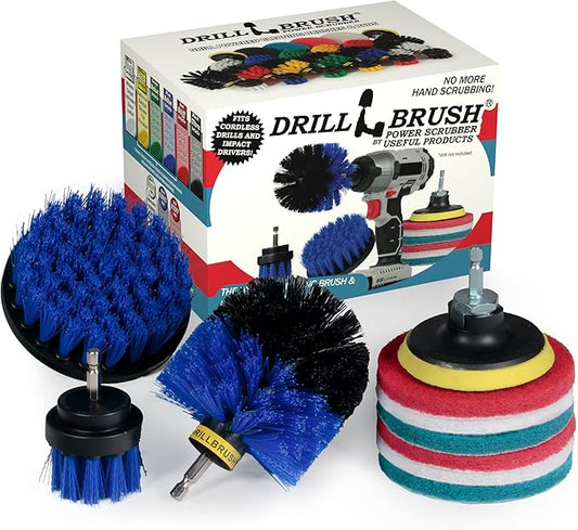 Cleaning Supplies - Drillbrush - Brush Drill Attachment Kit - Drill Brush Pads - Hot Tub Cleaner Brush - Pool Cleaner Brush - Scrub Brush - Power Cleaning Brush - Rotary Drill Brush Cordless Scrubber
