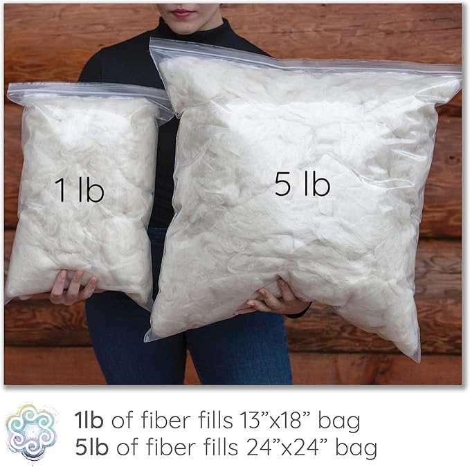 Core Wool for Needle Felting, Crochet Toys, Amigurumi Stuffing. Super Clean Wool Filler for Pillows, Stuffed Animals, Dryer Balls. 1LB, Natural White