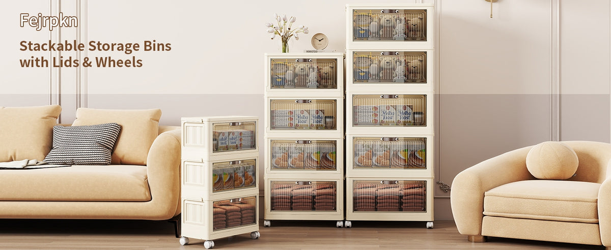 3 Tier Stackable Storage Bins with Lids, Storage Cabinet - Image 8