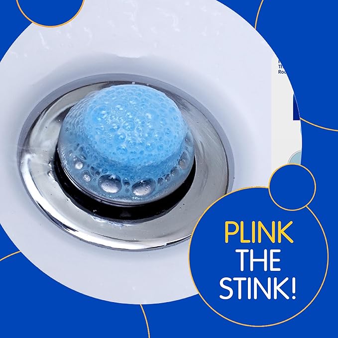 COMPAC HOME Plink Sink Drain Cleaner and Deodorizer, Air Fresheners for Garbage Disposal, Lemon Scented, Home Accessory Cleaning Products for Kitchen and Clogged Drain, 6 Count (Pack of 8), 48 Tablets