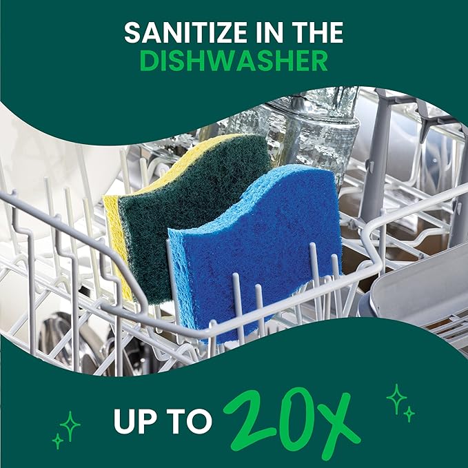 Scotch-Brite Heavy Duty Scrub Sponge, 9 Kitchen Sponges Designed for Tough Messes in the Kitchen that Last 3X Longer*, Best for Cast Iron Skillets and Outdoor Grills, Flexible, Durable, and Strong