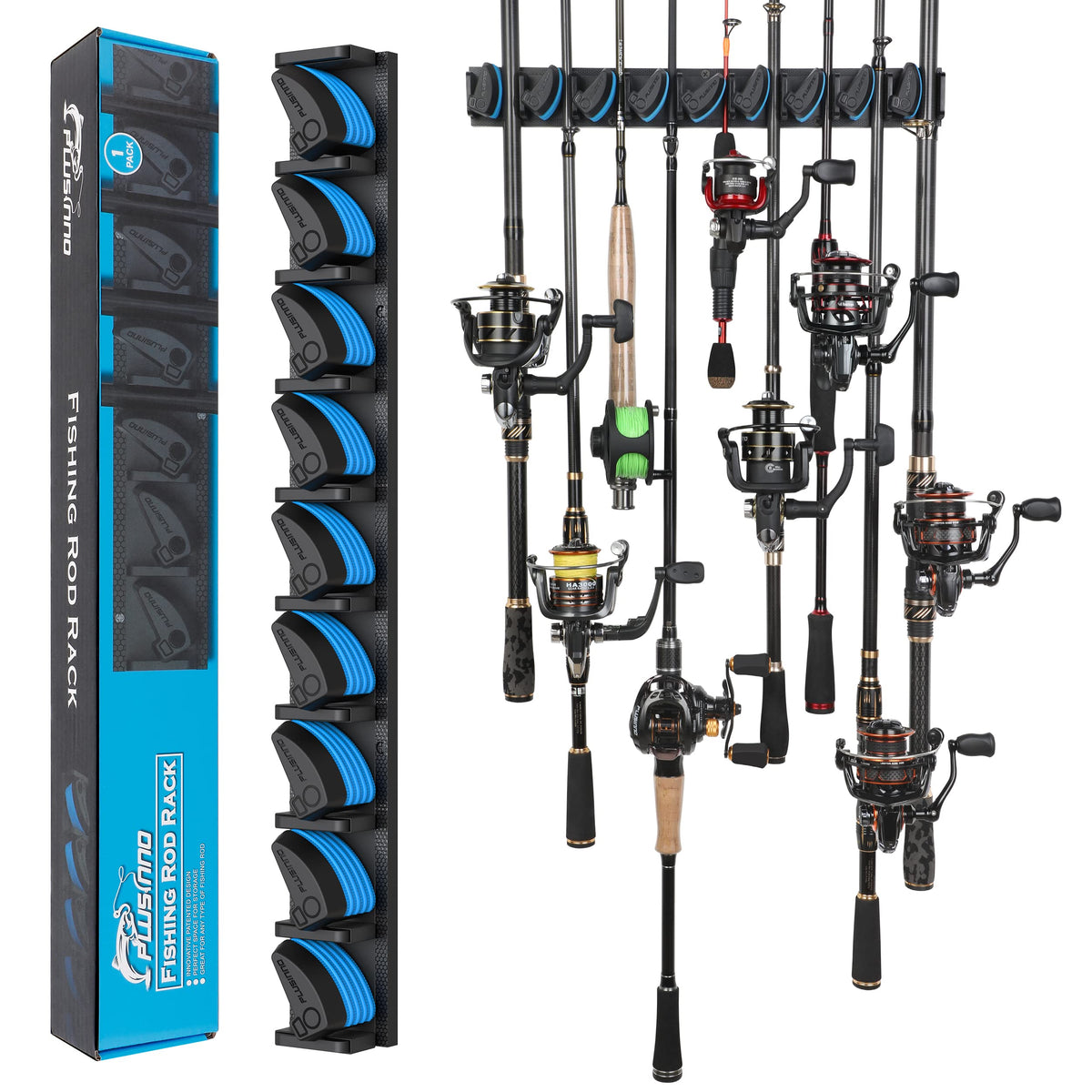 PLUSINNO V9 Vertical Fishing Rod Holder, Wall Mounted | Garage Storage - Image 1