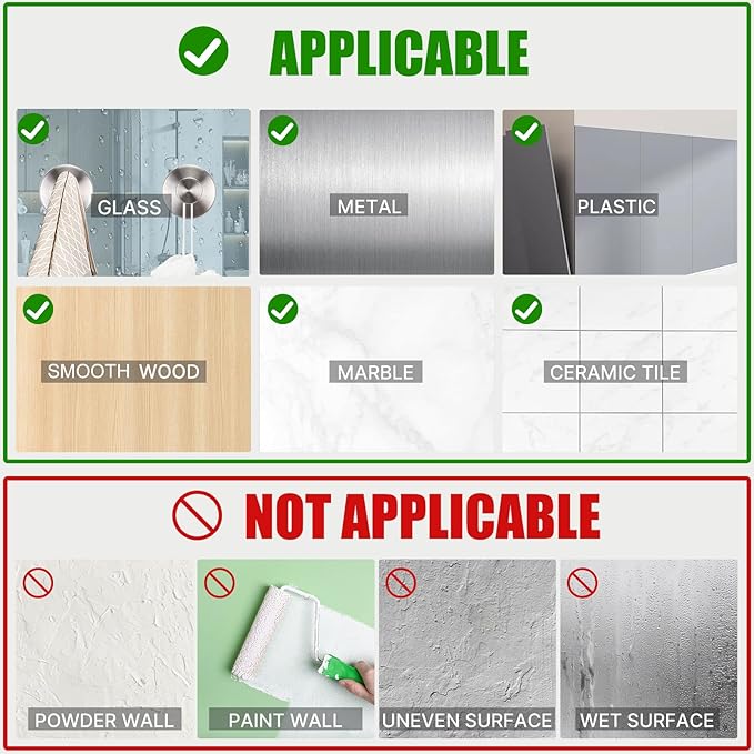Black Waterproof Suction Cup Hooks, 2-Pack Heavy Duty Stainless Steel No Drill Shower Hooks for Hanging Towels, Robes, Loofahs, Holder Holds Strong on Tile, Glass, Mirror, Wall, Bathroom Door
