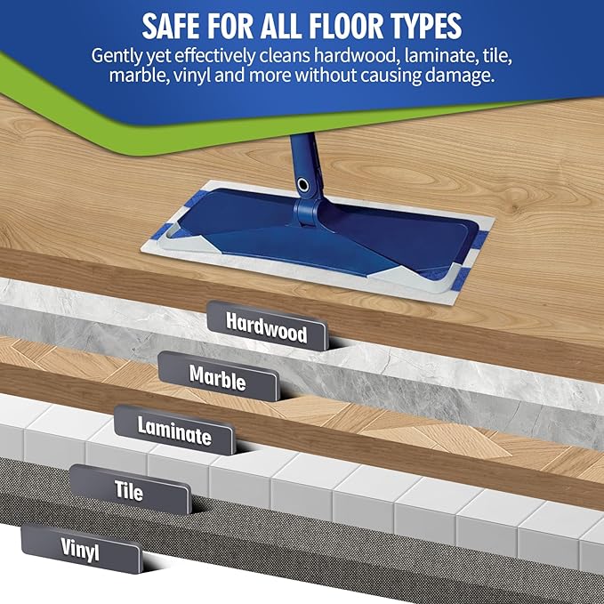 Disposable Wet Cleaning Pads for Hardwood Floor Compatible with Bona Mops, Multi-Surface Floor Household Replacement Mopping Cloths Refills, Unscented, 40 Count