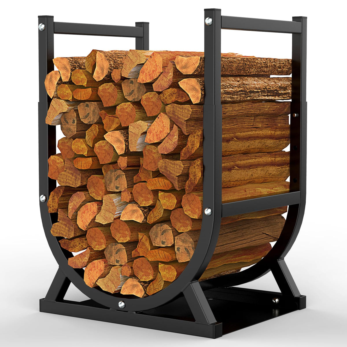 Firewood Rack, Outdoor/Indoor Firewood Adjustable Height Storage - Image 1