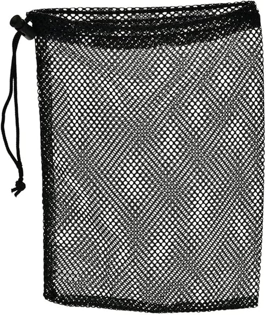 Durable Nylon Mesh Drawstring Bag - Equipment Storage Ditty With Cord Lock Closure for Toys, Balls, Laundry (Black)