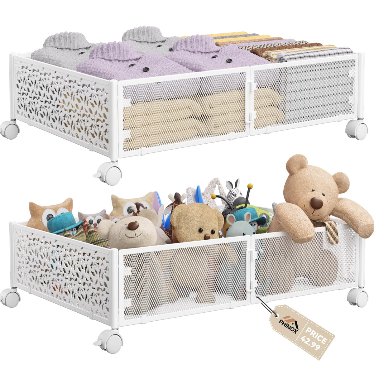Under Bed Storage Container with Wheels,Patterned - Image 1